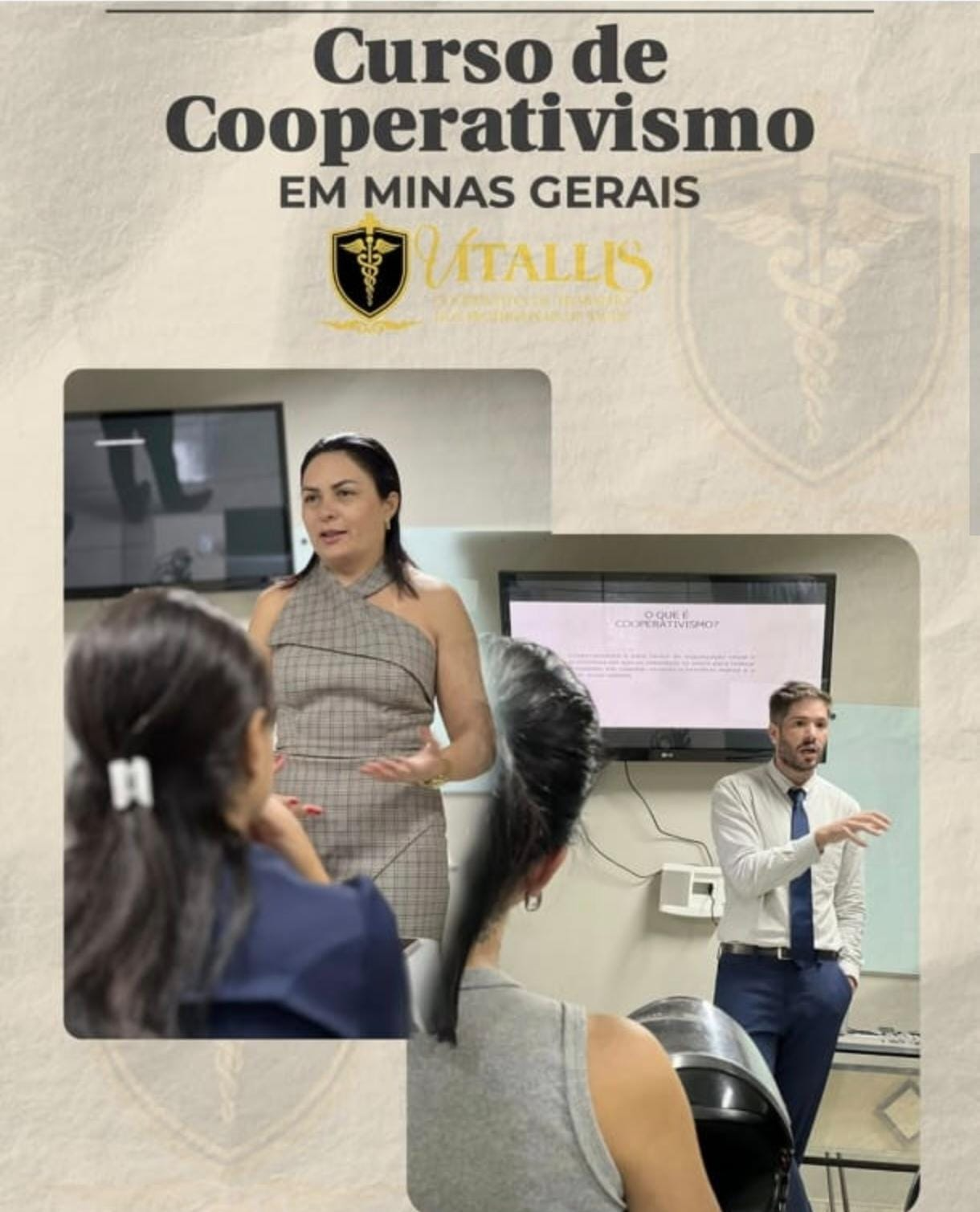 Publicação com fotografias do curso de cooperativismo da Vitallis em Minas Gerais